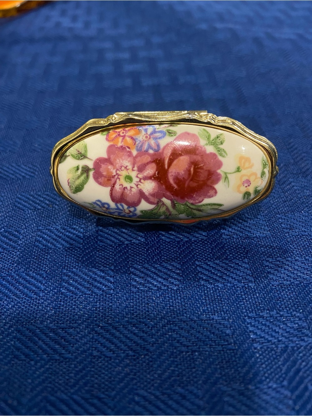 💄 Vintage Floral Porcelain Lipstick Mirror